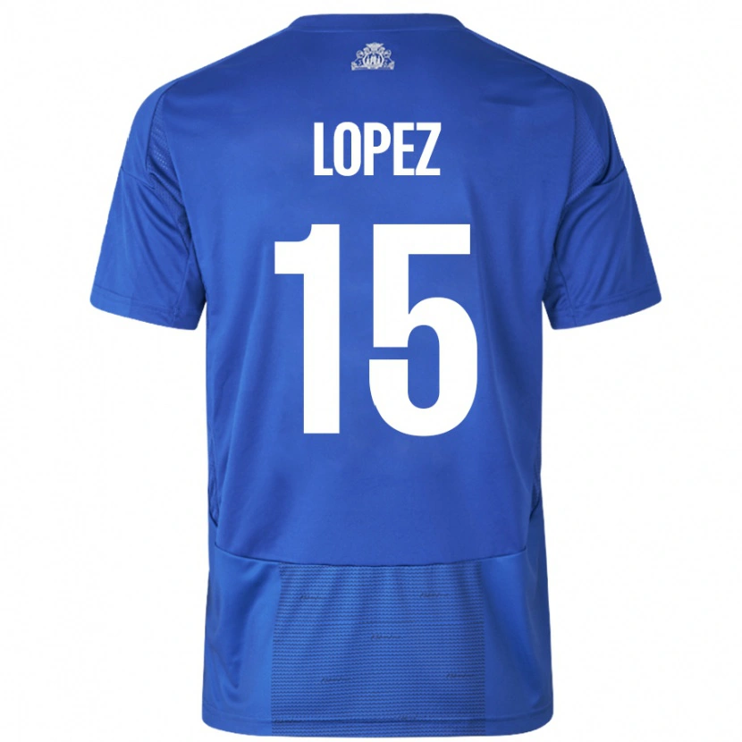 Danxen Kvinnor Marcos López #15 Vit Blå Bortatröja Matchtröjor 2024/25 Tröjor T-Tröja