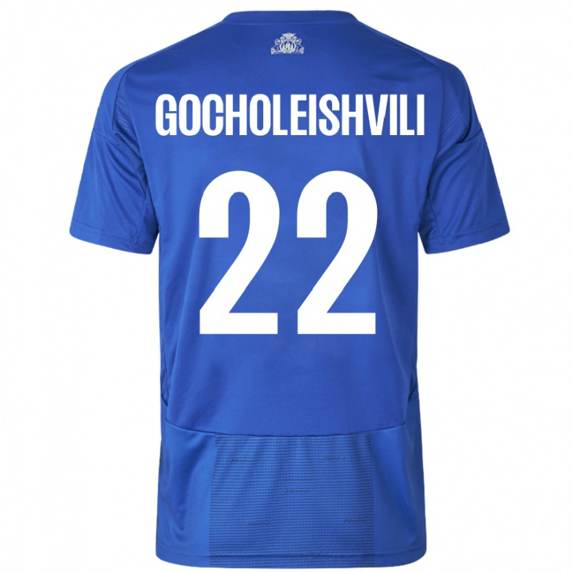 Danxen Kvinnor Giorgi Gocholeishvili #22 Vit Blå Bortatröja Matchtröjor 2024/25 Tröjor T-Tröja
