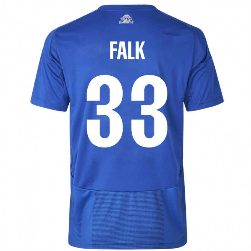 Danxen Kvinnor Rasmus Falk #33 Vit Blå Bortatröja Matchtröjor 2024/25 Tröjor T-Tröja