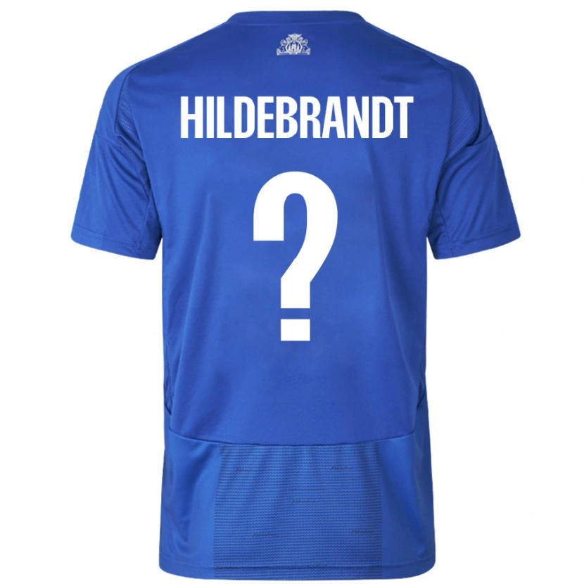 Danxen Kvinnor Sylvester Hildebrandt #0 Vit Blå Bortatröja Matchtröjor 2024/25 Tröjor T-Tröja