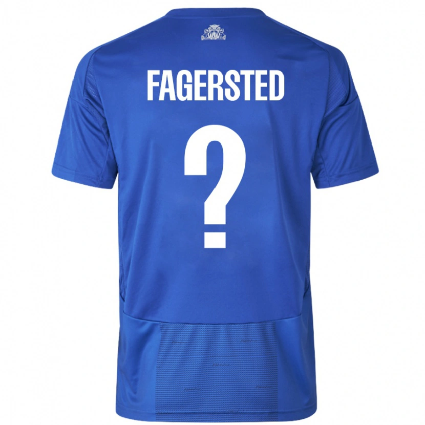 Danxen Kvinnor Johan Fagersted #0 Vit Blå Bortatröja Matchtröjor 2024/25 Tröjor T-Tröja