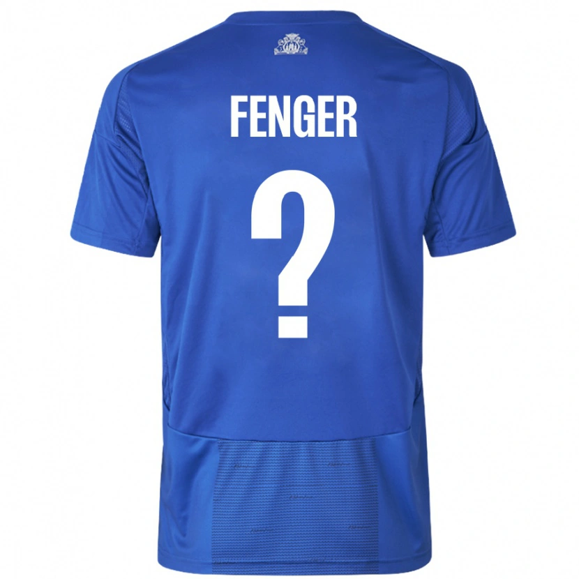 Danxen Kvinnor Oskar Fenger #0 Vit Blå Bortatröja Matchtröjor 2024/25 Tröjor T-Tröja
