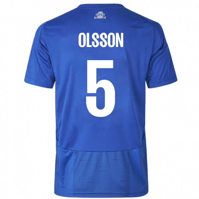 Danxen Kvinnor Cornelius Olsson #5 Vit Blå Bortatröja Matchtröjor 2024/25 Tröjor T-Tröja