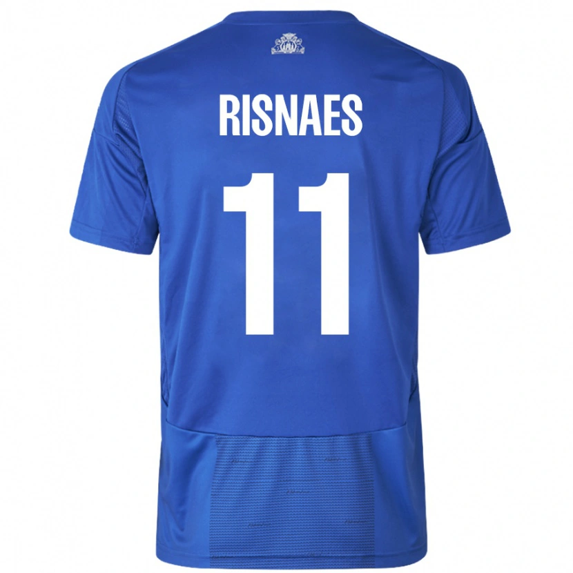 Danxen Kvinnor Roberto Risnaes #11 Vit Blå Bortatröja Matchtröjor 2024/25 Tröjor T-Tröja
