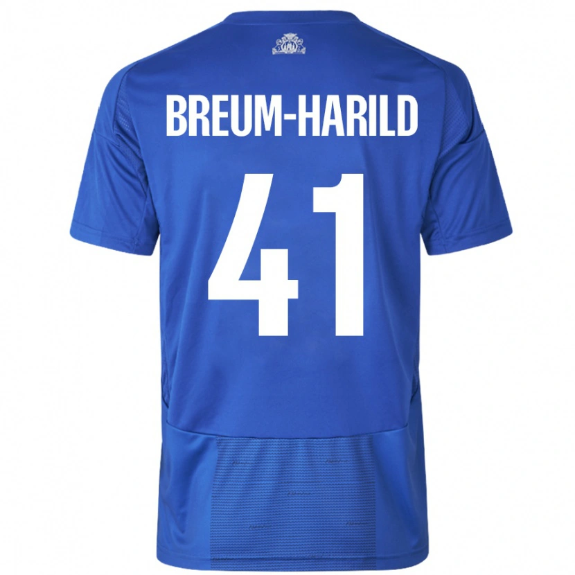 Danxen Kvinnor Tobias Breum-Harild #41 Vit Blå Bortatröja Matchtröjor 2024/25 Tröjor T-Tröja