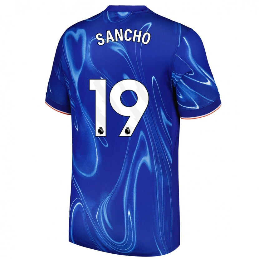 Danxen Barn Jadon Sancho #19 Blå Vit Hemmatröja Matchtröjor 2024/25 Tröjor T-Tröja