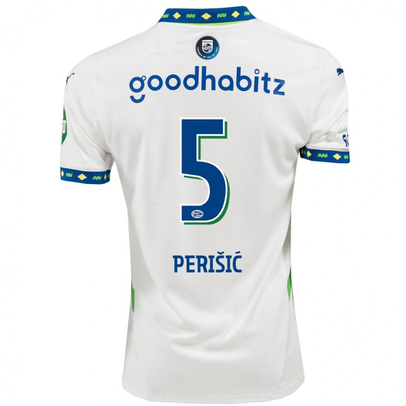 Danxen Barn Ivan Perisic #5 Vit Mörkblå Tredjesatsen Matchtröjor 2024/25 Tröjor T-Tröja