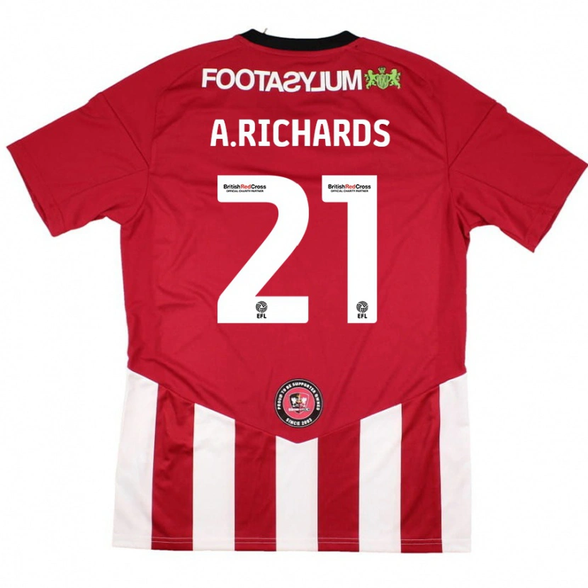Danxen Barn Amani Richards #21 Röd Vit Hemmatröja Matchtröjor 2024/25 Tröjor T-Tröja