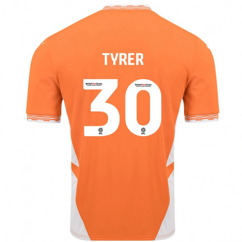 Danxen Barn Harry Tyrer #30 Orange Vit Hemmatröja Matchtröjor 2024/25 Tröjor T-Tröja