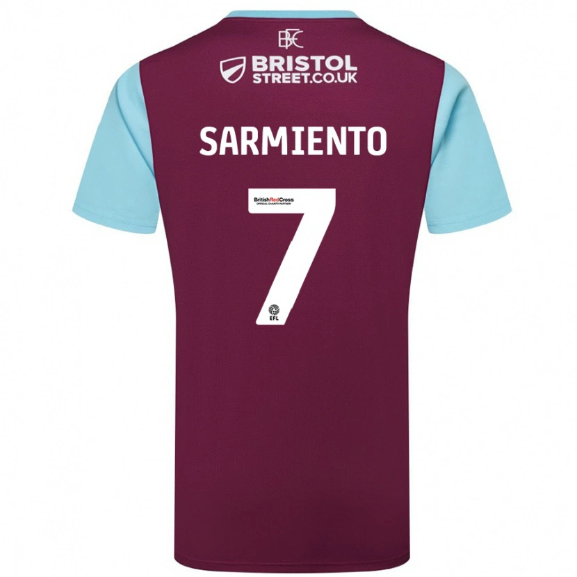 Danxen Barn Jeremy Sarmiento #7 Vinröd Himmelsblå Hemmatröja Matchtröjor 2024/25 Tröjor T-Tröja