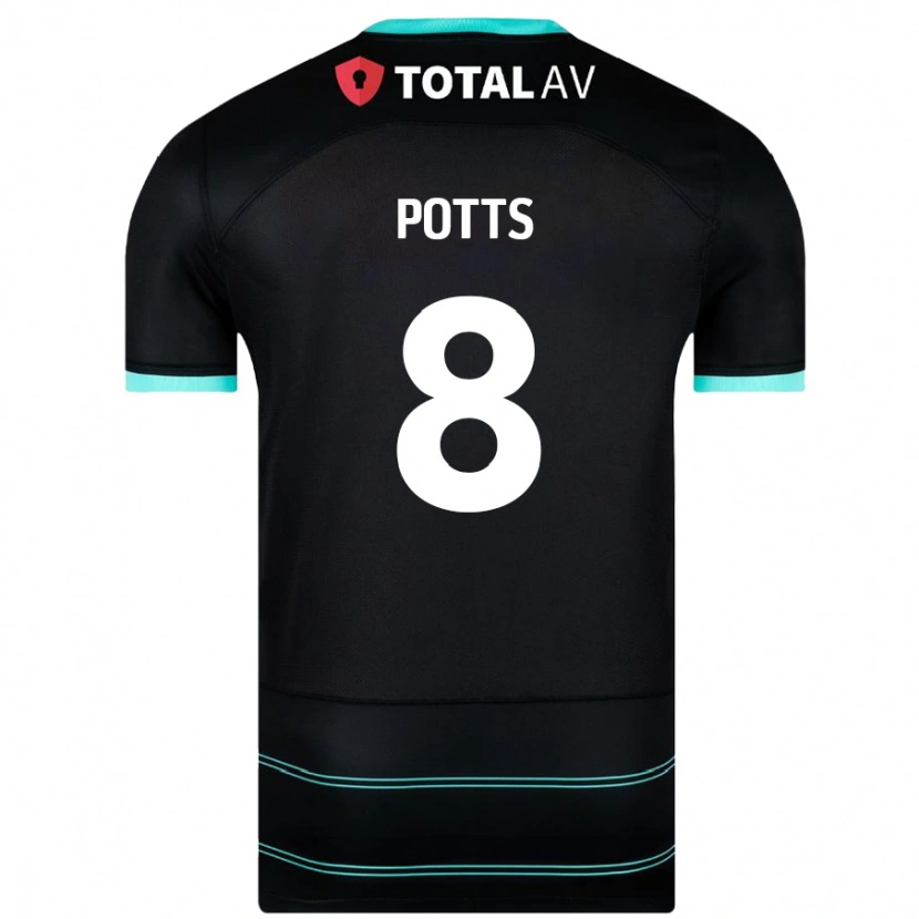 Danxen Barn Freddie Potts #8 Svart Bortatröja Matchtröjor 2024/25 Tröjor T-Tröja