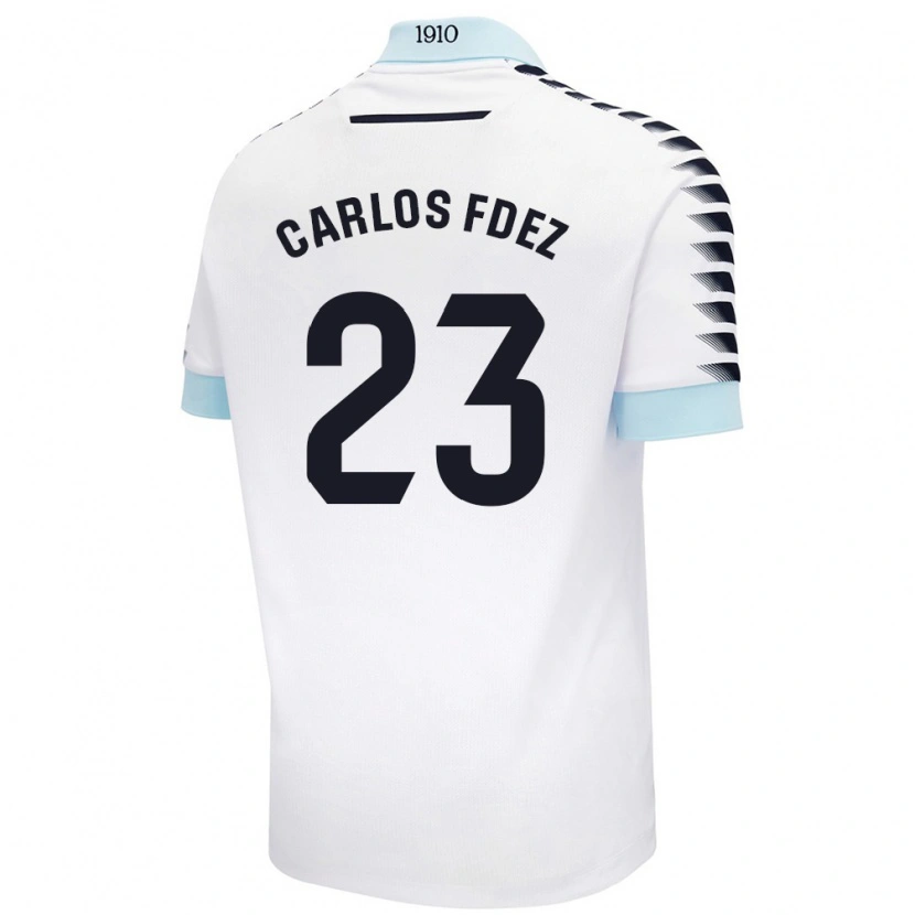 Danxen Barn Carlos Fernández #23 Vit Blå Bortatröja Matchtröjor 2024/25 Tröjor T-Tröja