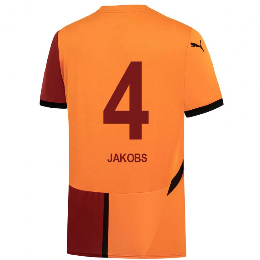 Danxen Barn Ismail Jakobs #4 Gul Röd Hemmatröja Matchtröjor 2024/25 Tröjor T-Tröja