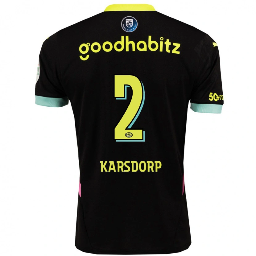 Danxen Barn Rick Karsdorp #2 Svart Gul Bortatröja Matchtröjor 2024/25 Tröjor T-Tröja