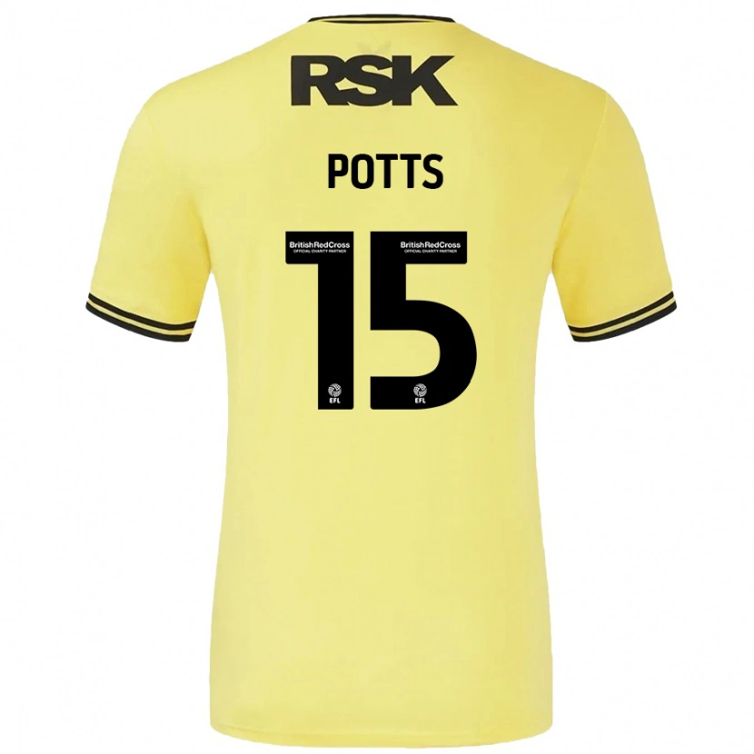 Danxen Barn Dan Potts #15 Gul Svart Bortatröja Matchtröjor 2024/25 Tröjor T-Tröja