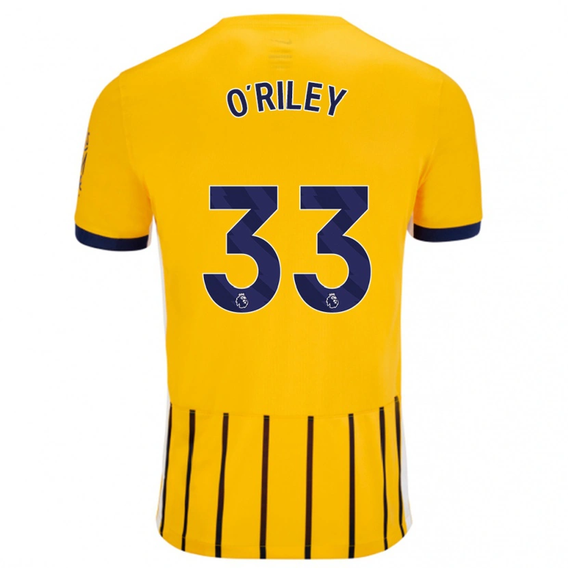Danxen Barn Matt O'riley #33 Guldblå Kritränder Bortatröja Matchtröjor 2024/25 Tröjor T-Tröja