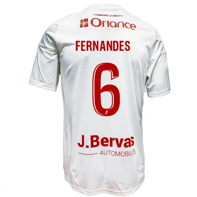Danxen Barn Edimilson Fernandes #6 Vit Röd Bortatröja Matchtröjor 2024/25 Tröjor T-Tröja