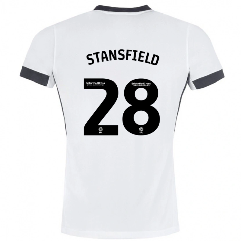 Danxen Barn Jay Stansfield #28 Vit Svart Bortatröja Matchtröjor 2024/25 Tröjor T-Tröja