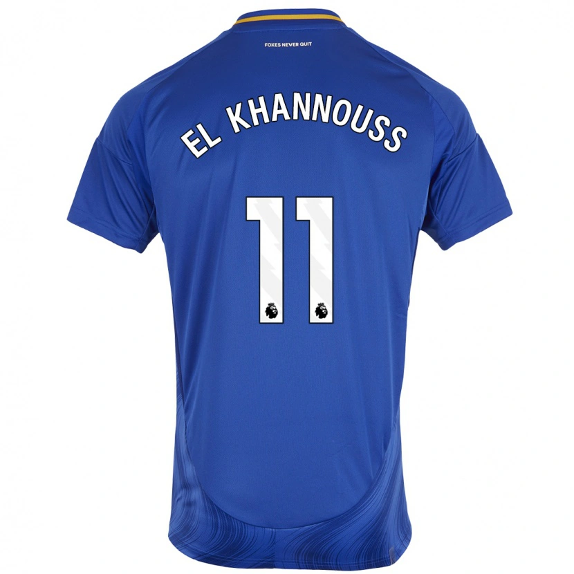Danxen Barn Bilal El Khannouss #11 Blå Vit Hemmatröja Matchtröjor 2024/25 Tröjor T-Tröja