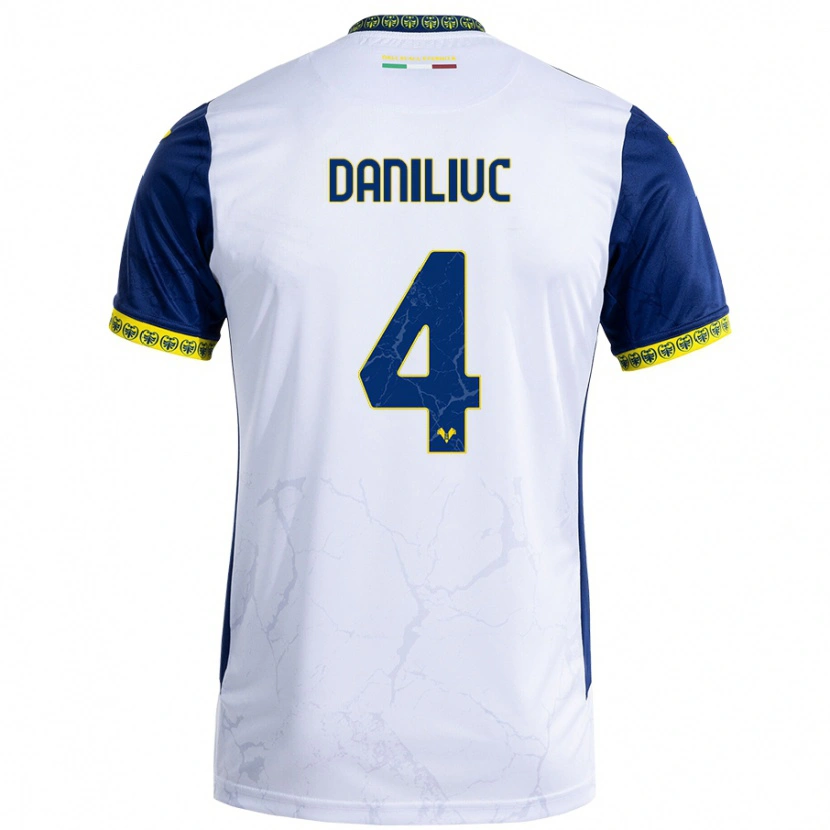 Danxen Barn Flavius Daniliuc #4 Vit Blå Bortatröja Matchtröjor 2024/25 Tröjor T-Tröja