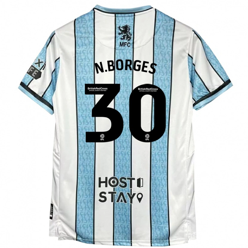 Danxen Barn Neto Borges #30 Vit Blå Bortatröja Matchtröjor 2024/25 Tröjor T-Tröja