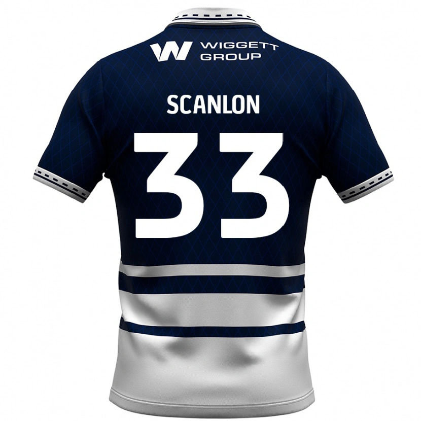 Danxen Män Calum Scanlon #33 Marinblå Vit Hemmatröja Matchtröjor 2024/25 Tröjor T-Tröja