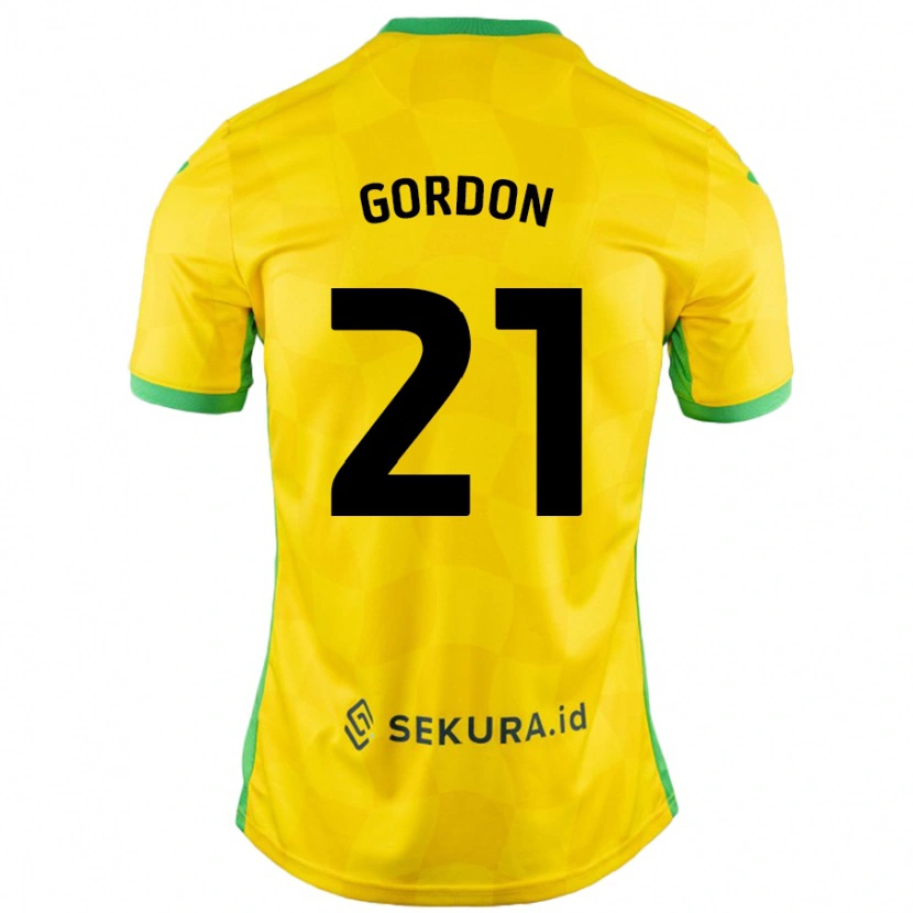 Danxen Män Kaide Gordon #21 Gul Grön Hemmatröja Matchtröjor 2024/25 Tröjor T-Tröja