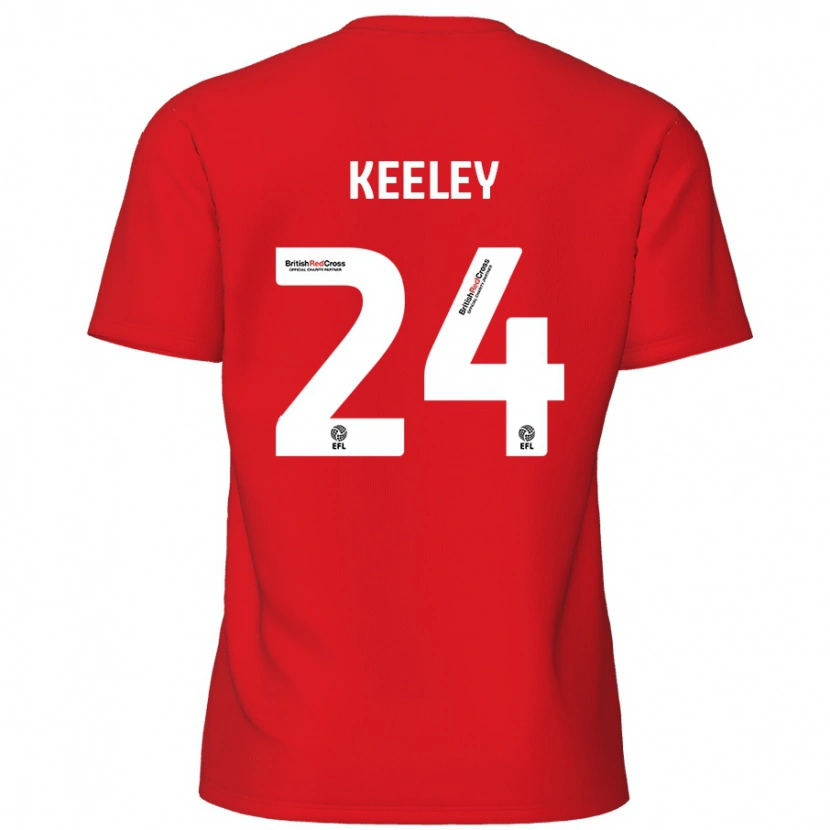 Danxen Män Josh Keeley #24 Röd Hemmatröja Matchtröjor 2024/25 Tröjor T-Tröja