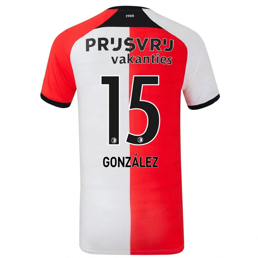 Danxen Män Facundo González #15 Röd Vit Hemmatröja Matchtröjor 2024/25 Tröjor T-Tröja