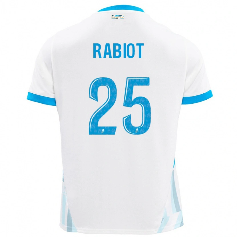 Danxen Män Adrien Rabiot #25 Vit Himmelsblå Hemmatröja Matchtröjor 2024/25 Tröjor T-Tröja