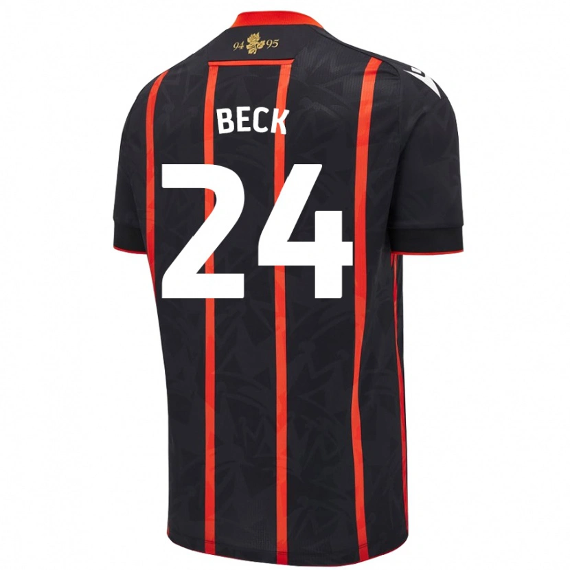 Danxen Män Owen Beck #24 Svart Röd Bortatröja Matchtröjor 2024/25 Tröjor T-Tröja