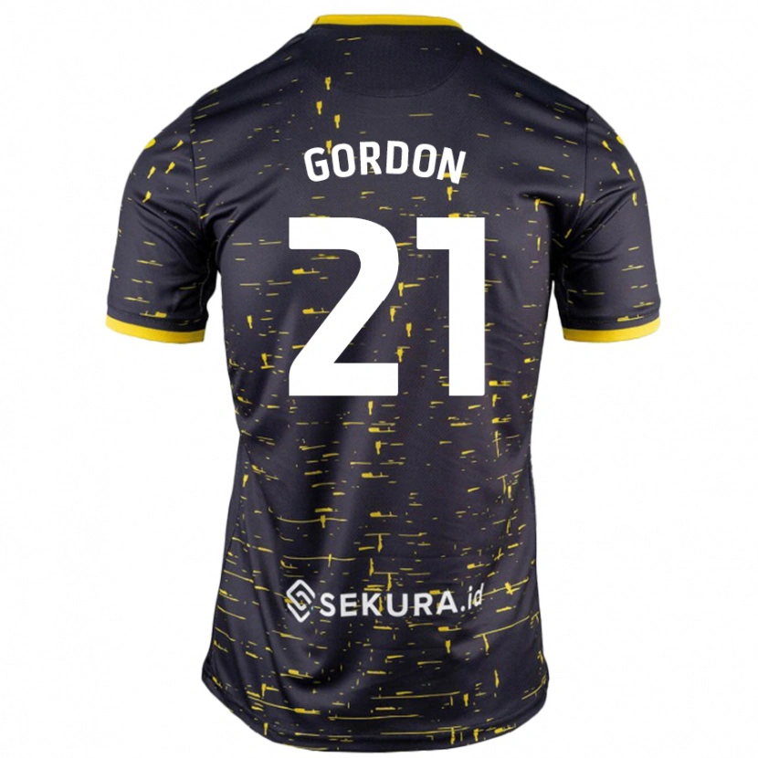 Danxen Män Kaide Gordon #21 Svart Gul Bortatröja Matchtröjor 2024/25 Tröjor T-Tröja