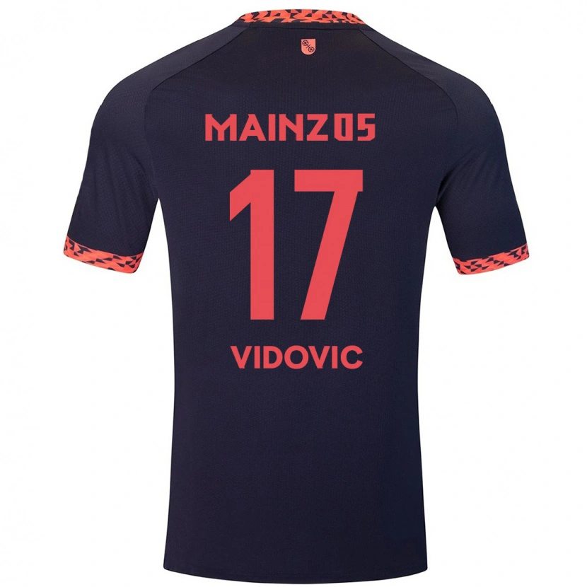 Danxen Män Gabriel Vidovic #17 Blå Korallröd Bortatröja Matchtröjor 2024/25 Tröjor T-Tröja