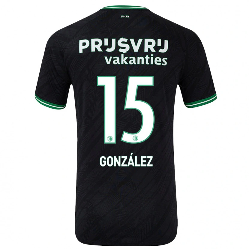 Danxen Män Facundo González #15 Svart Grön Bortatröja Matchtröjor 2024/25 Tröjor T-Tröja
