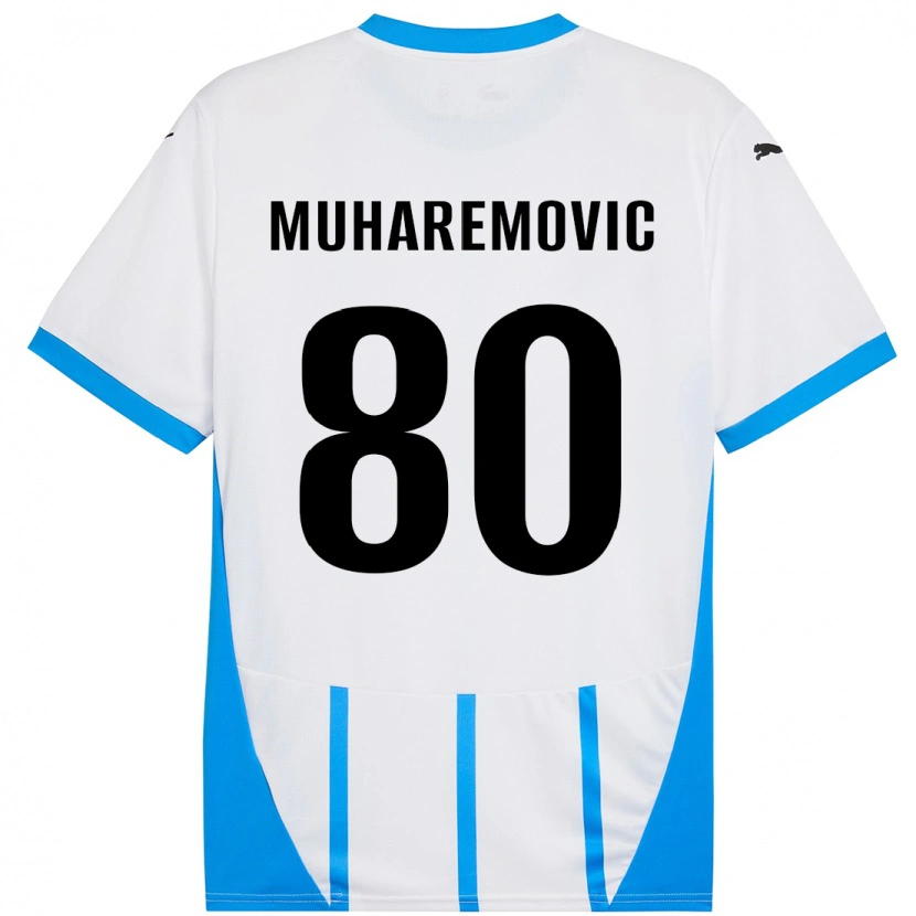 Danxen Män Tarik Muharemovic #80 Vit Blå Bortatröja Matchtröjor 2024/25 Tröjor T-Tröja