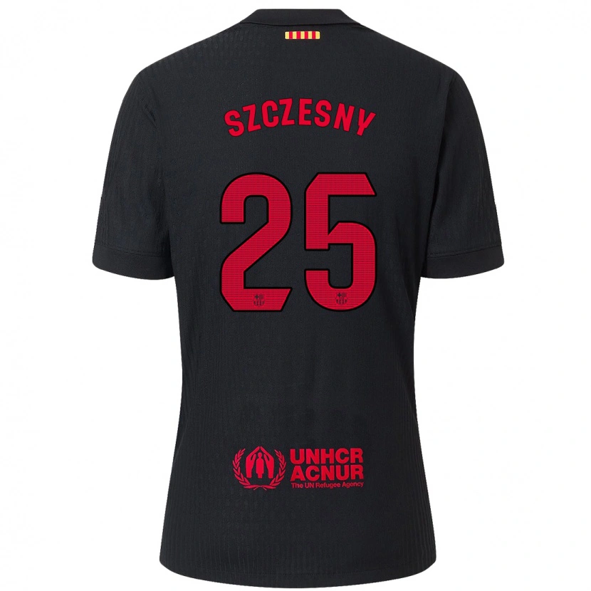 Danxen Män Wojciech Szczesny #25 Svart Röd Bortatröja Matchtröjor 2024/25 Tröjor T-Tröja