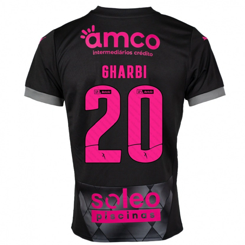 Danxen Män Ismaël Gharbi #20 Svart Rosa Bortatröja Matchtröjor 2024/25 Tröjor T-Tröja