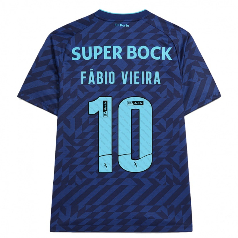 Danxen Män Fábio Vieira #10 Marinblå Tredjesatsen Matchtröjor 2024/25 Tröjor T-Tröja