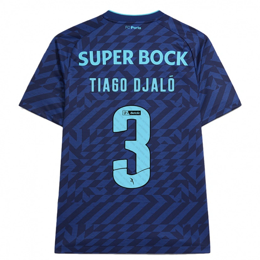 Danxen Män Tiago Djaló #3 Marinblå Tredjesatsen Matchtröjor 2024/25 Tröjor T-Tröja
