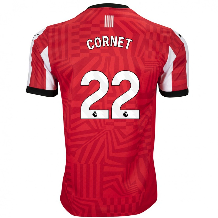 Danxen Män Maxwel Cornet #22 Röd Vit Hemmatröja Matchtröjor 2024/25 Tröjor T-Tröja