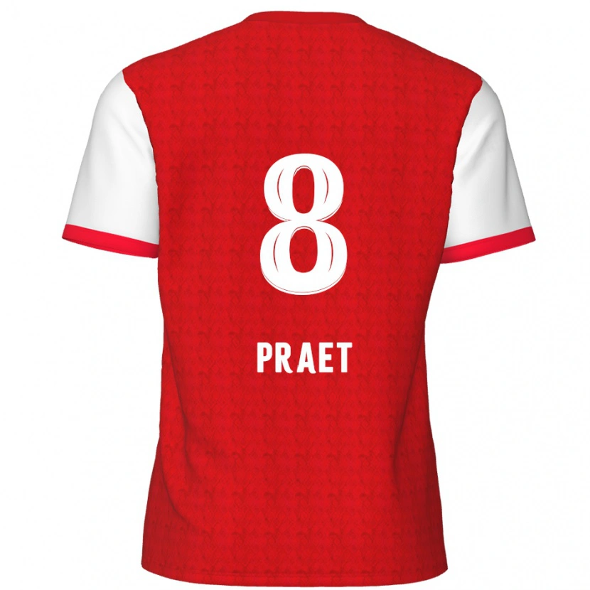 Danxen Män Dennis Praet #8 Röd Vit Hemmatröja Matchtröjor 2024/25 Tröjor T-Tröja