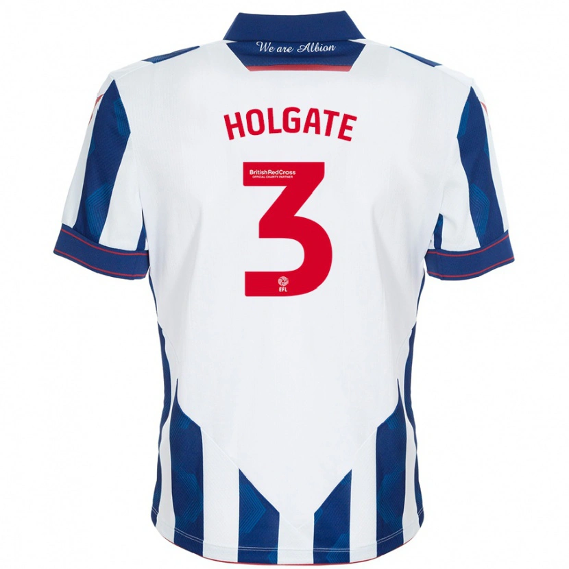 Danxen Män Mason Holgate #3 Vit Mörkblå Hemmatröja Matchtröjor 2024/25 Tröjor T-Tröja