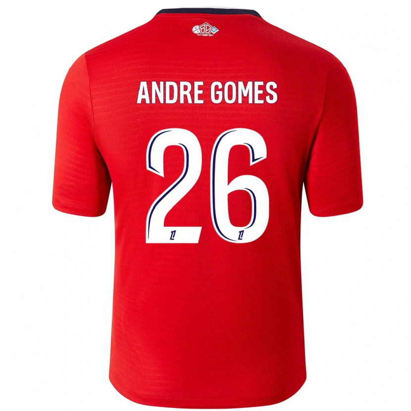 Danxen Män André Gomes #26 Röd Vit Hemmatröja Matchtröjor 2024/25 Tröjor T-Tröja