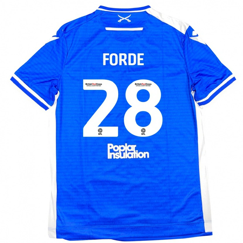 Danxen Män Shaqai Forde #28 Blå Vit Hemmatröja Matchtröjor 2024/25 Tröjor T-Tröja