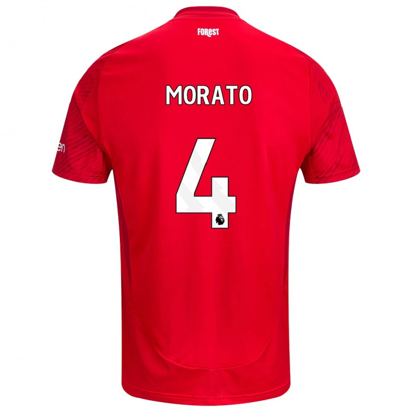 Danxen Män Morato #4 Röd Vit Hemmatröja Matchtröjor 2024/25 Tröjor T-Tröja