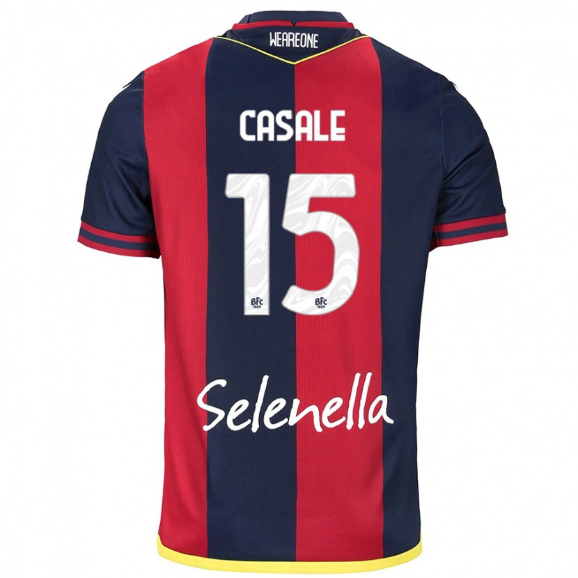 Danxen Män Nicolò Casale #15 Röd Kungsblå Hemmatröja Matchtröjor 2024/25 Tröjor T-Tröja