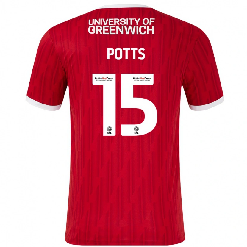 Danxen Män Dan Potts #15 Röd Vit Hemmatröja Matchtröjor 2024/25 Tröjor T-Tröja