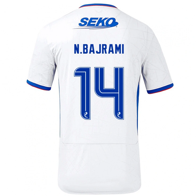 Danxen Män Nedim Bajrami #14 Vit Blå Bortatröja Matchtröjor 2024/25 Tröjor T-Tröja