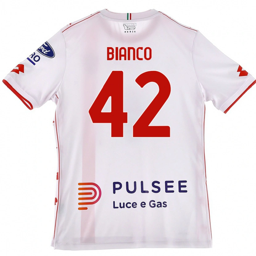 Danxen Män Alessandro Bianco #42 Vit Röd Bortatröja Matchtröjor 2024/25 Tröjor T-Tröja