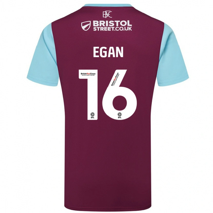 Danxen Män John Egan #16 Vinröd Himmelsblå Hemmatröja Matchtröjor 2024/25 Tröjor T-Tröja
